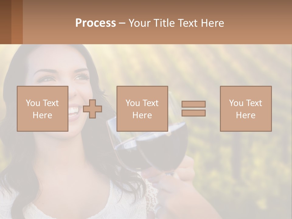A Woman Holding A Glass Of Wine In Front Of A Vineyard PowerPoint Template