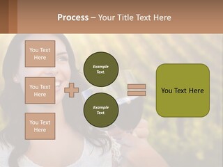 A Woman Holding A Glass Of Wine In Front Of A Vineyard PowerPoint Template