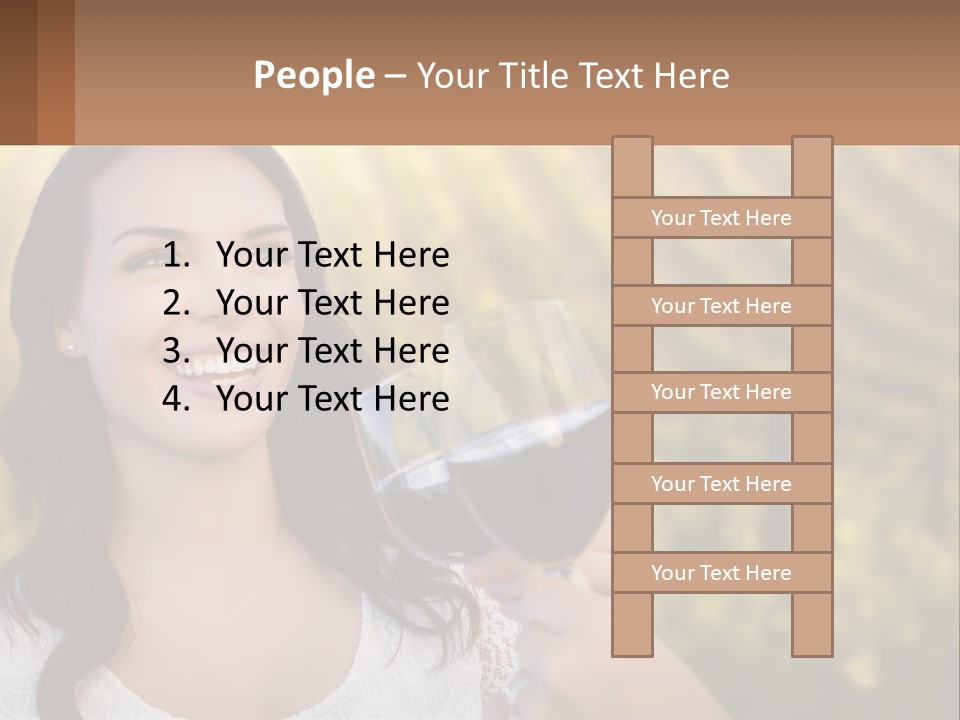 A Woman Holding A Glass Of Wine In Front Of A Vineyard PowerPoint Template