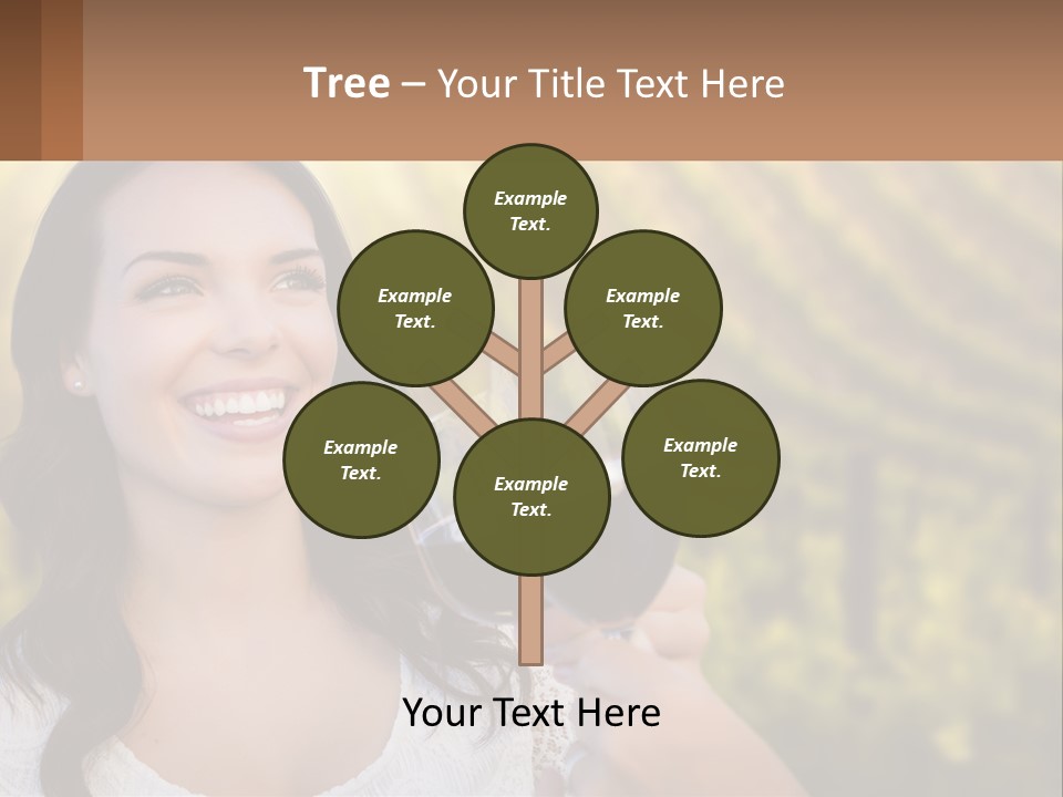 A Woman Holding A Glass Of Wine In Front Of A Vineyard PowerPoint Template