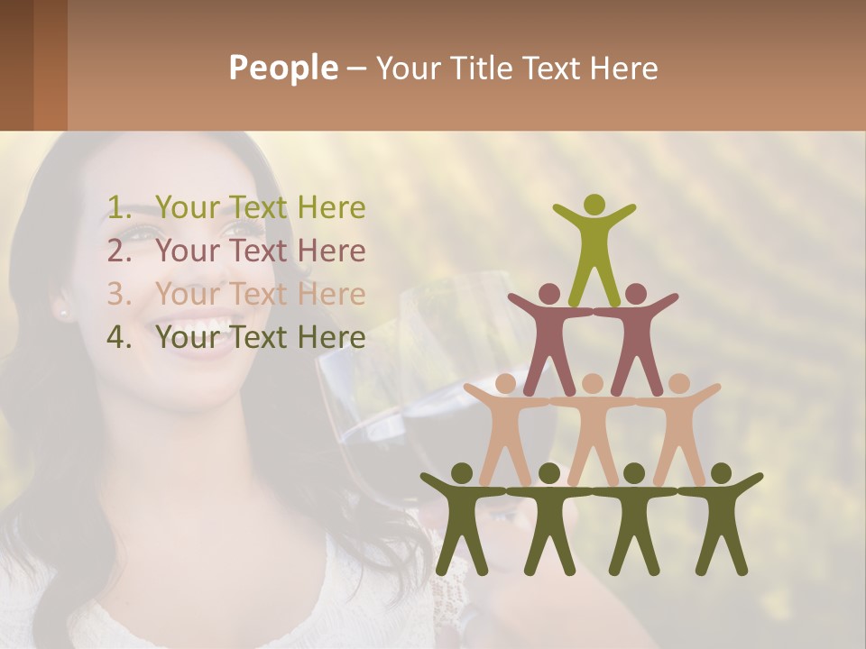 A Woman Holding A Glass Of Wine In Front Of A Vineyard PowerPoint Template