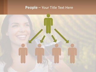 A Woman Holding A Glass Of Wine In Front Of A Vineyard PowerPoint Template