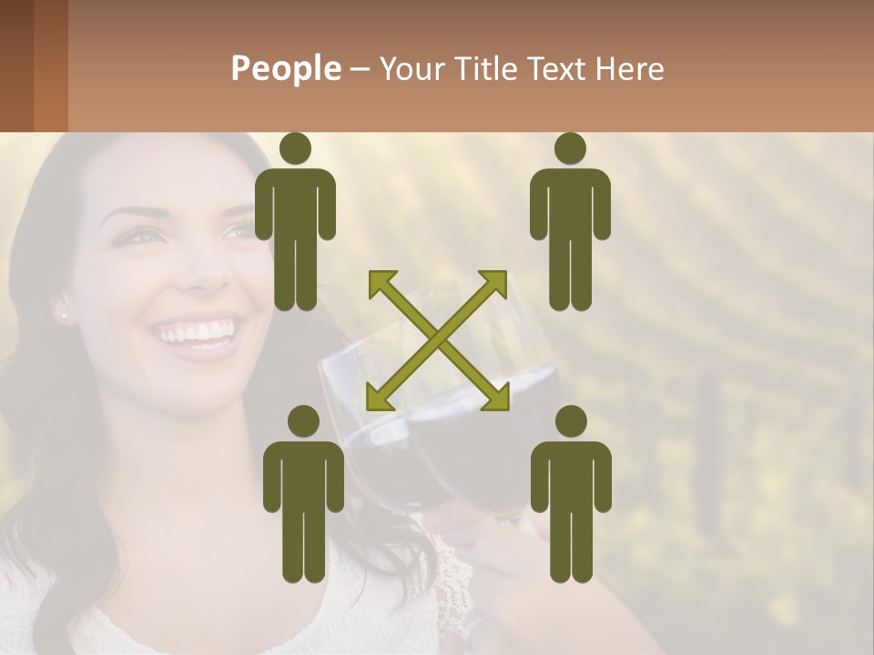 A Woman Holding A Glass Of Wine In Front Of A Vineyard PowerPoint Template