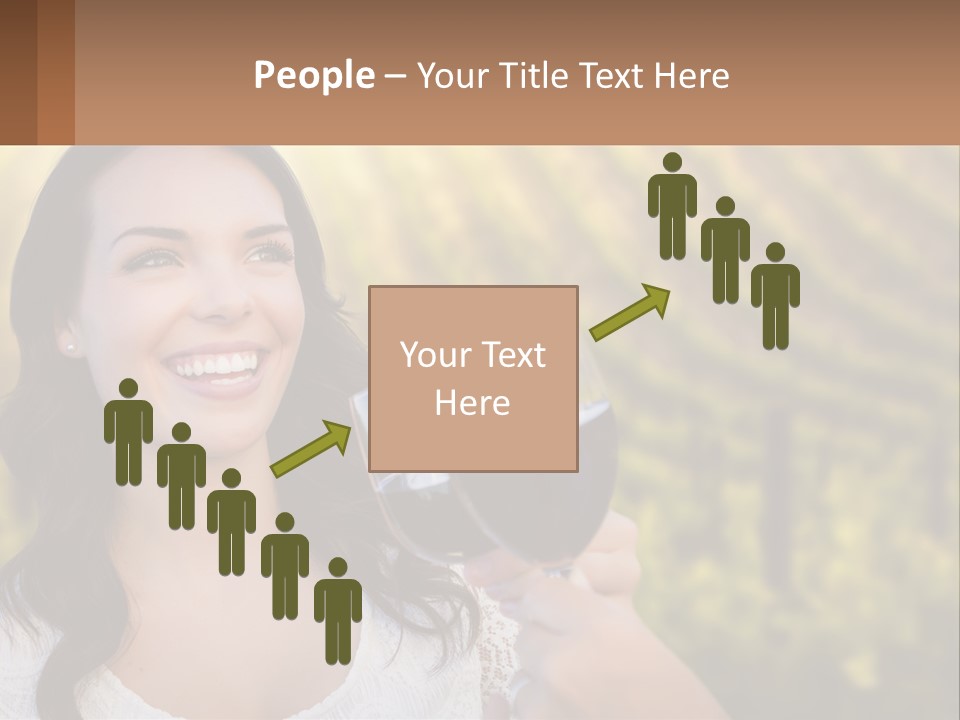 A Woman Holding A Glass Of Wine In Front Of A Vineyard PowerPoint Template