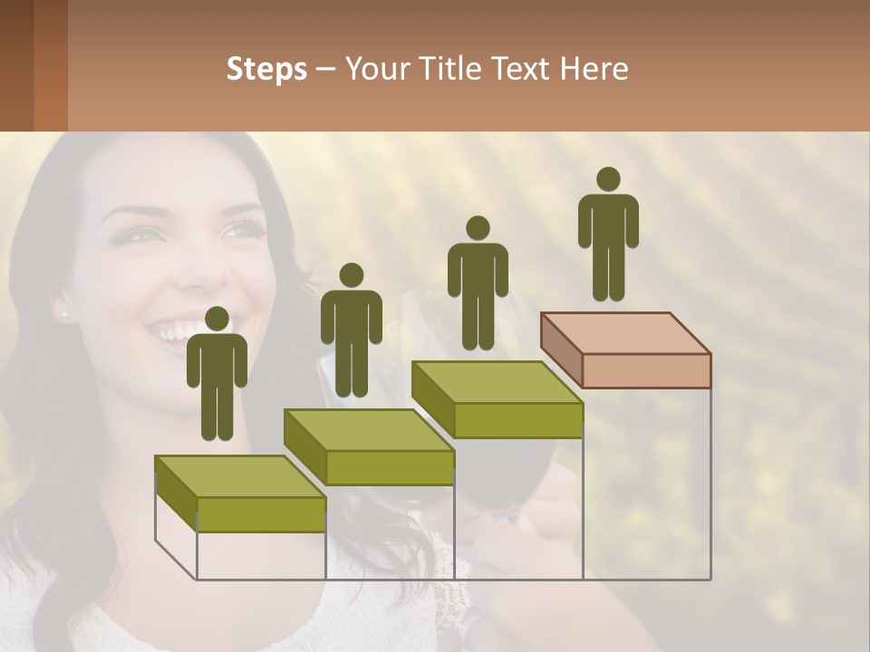 A Woman Holding A Glass Of Wine In Front Of A Vineyard PowerPoint Template