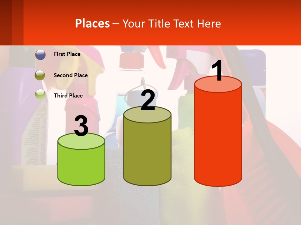 A Group Of Cleaning Supplies With A White Background PowerPoint Template