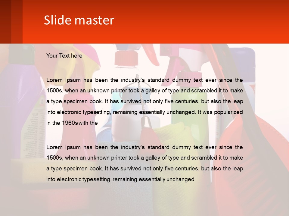 A Group Of Cleaning Supplies With A White Background PowerPoint Template