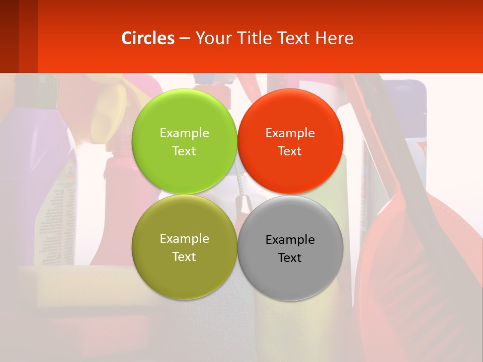 A Group Of Cleaning Supplies With A White Background PowerPoint Template