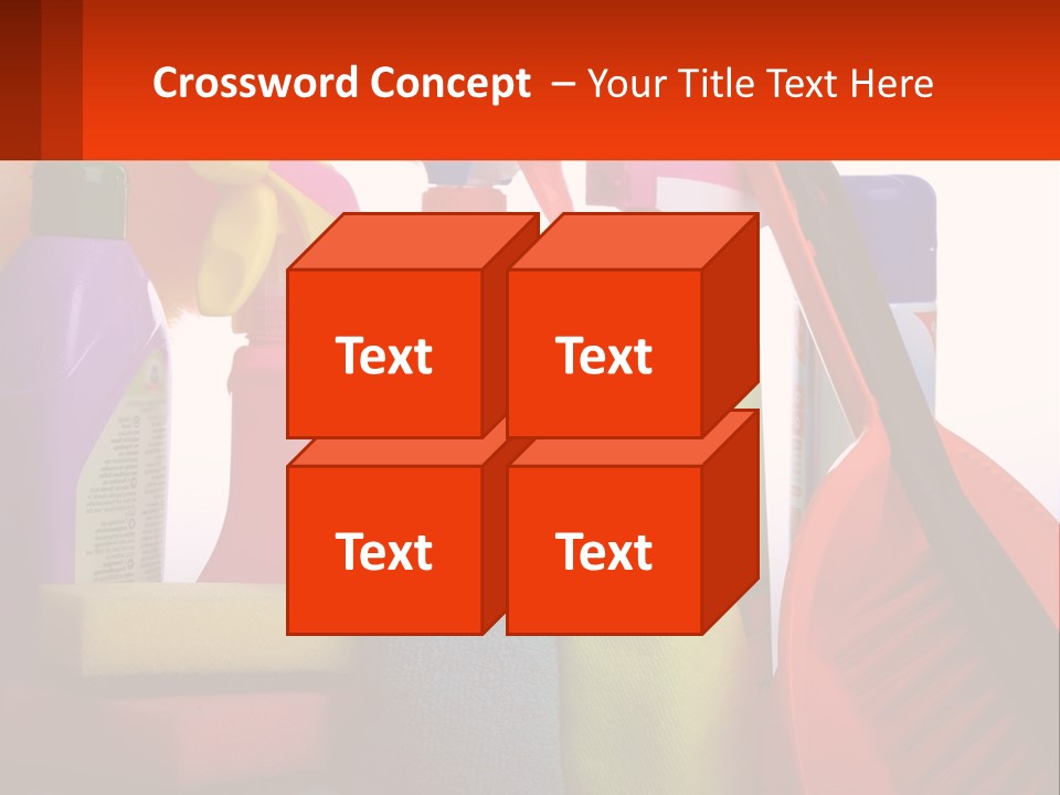 A Group Of Cleaning Supplies With A White Background PowerPoint Template