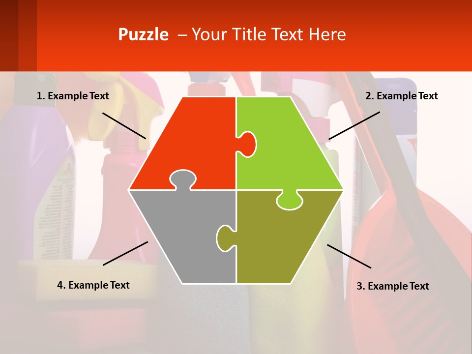 A Group Of Cleaning Supplies With A White Background PowerPoint Template