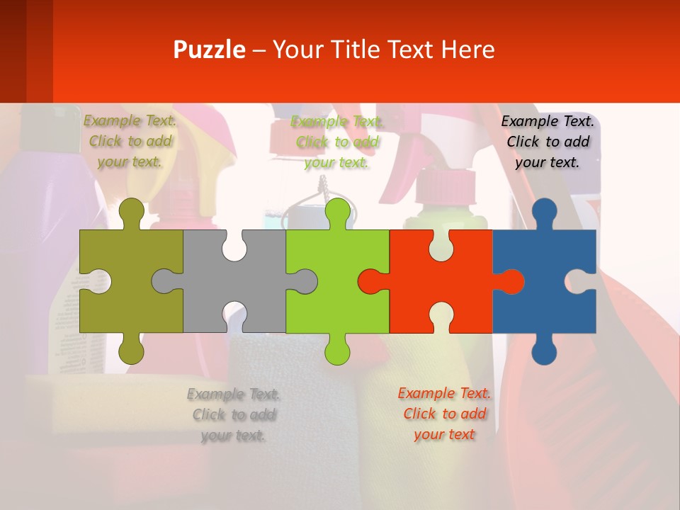 A Group Of Cleaning Supplies With A White Background PowerPoint Template