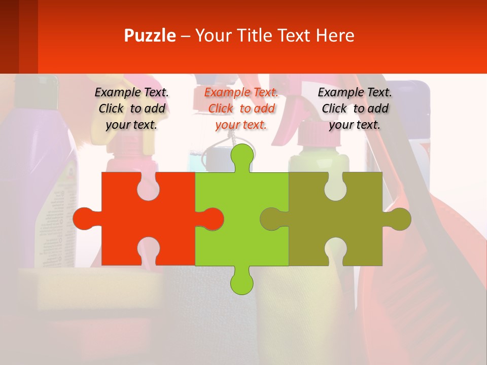 A Group Of Cleaning Supplies With A White Background PowerPoint Template