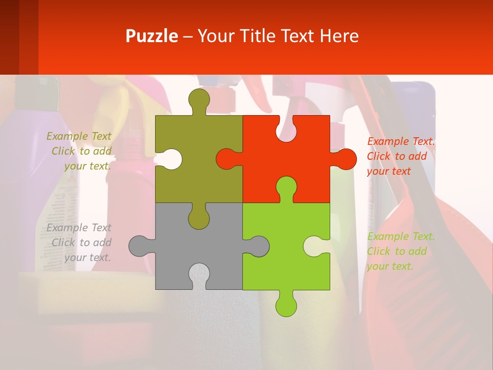 A Group Of Cleaning Supplies With A White Background PowerPoint Template