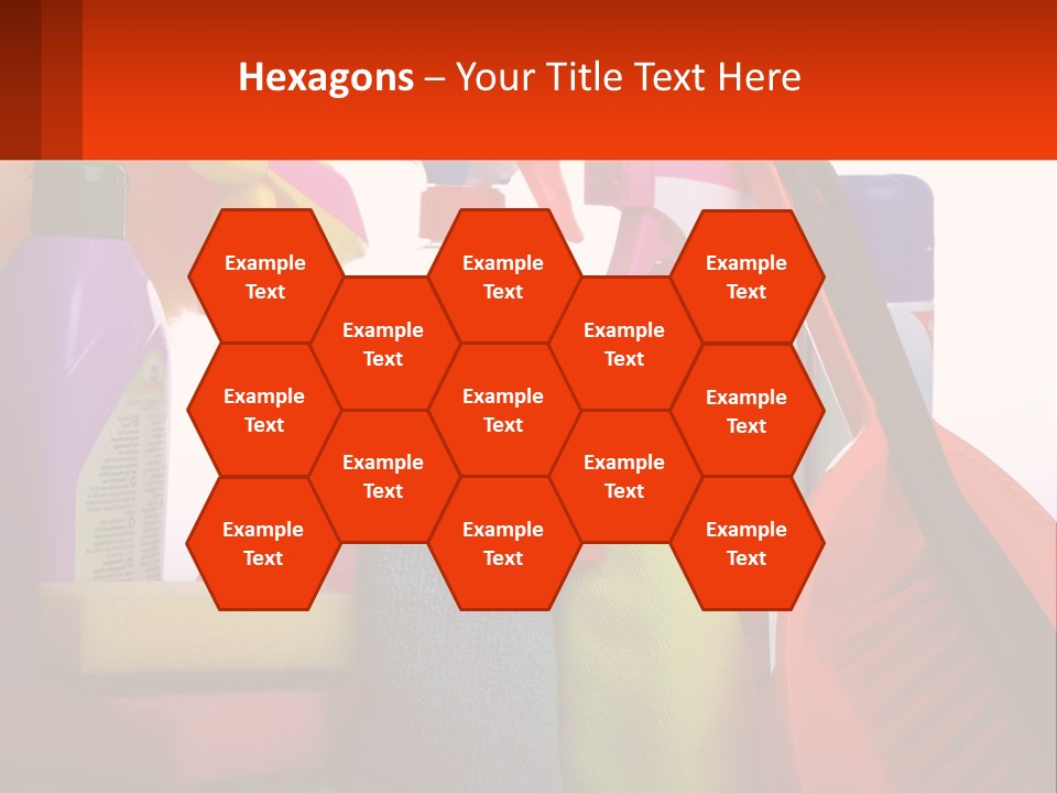 A Group Of Cleaning Supplies With A White Background PowerPoint Template