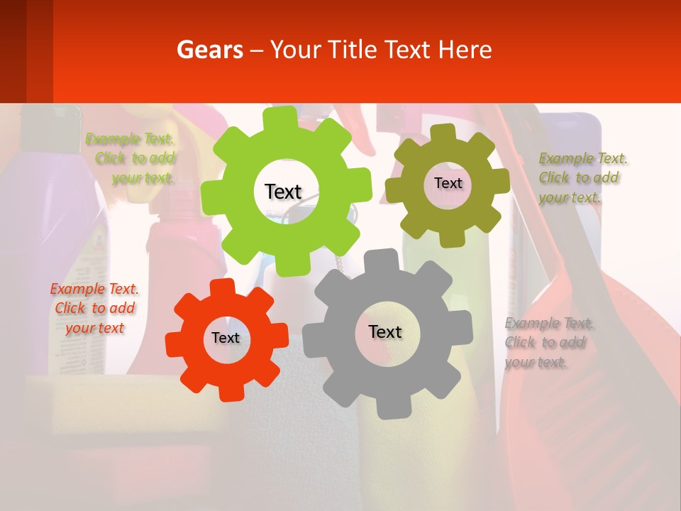 A Group Of Cleaning Supplies With A White Background PowerPoint Template