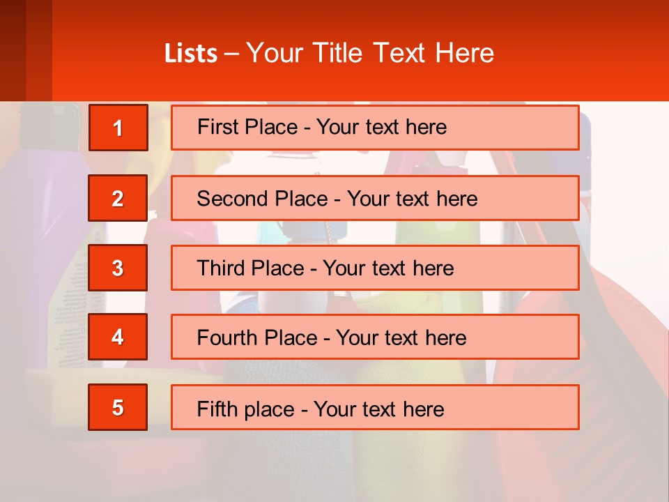 A Group Of Cleaning Supplies With A White Background PowerPoint Template