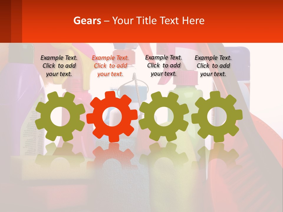 A Group Of Cleaning Supplies With A White Background PowerPoint Template