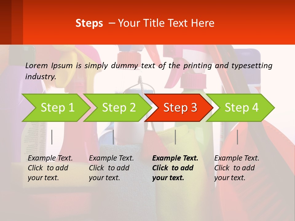 A Group Of Cleaning Supplies With A White Background PowerPoint Template