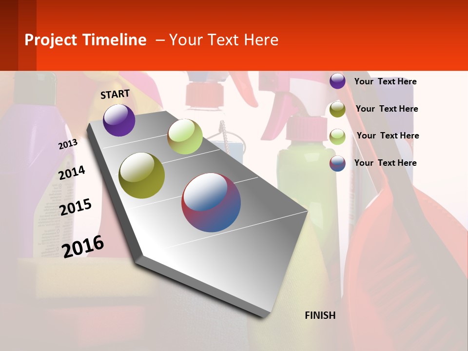 A Group Of Cleaning Supplies With A White Background PowerPoint Template