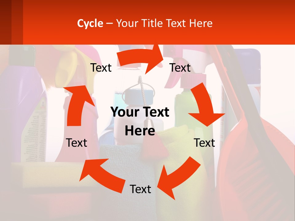 A Group Of Cleaning Supplies With A White Background PowerPoint Template