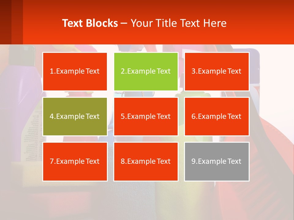 A Group Of Cleaning Supplies With A White Background PowerPoint Template