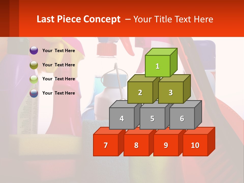 A Group Of Cleaning Supplies With A White Background PowerPoint Template