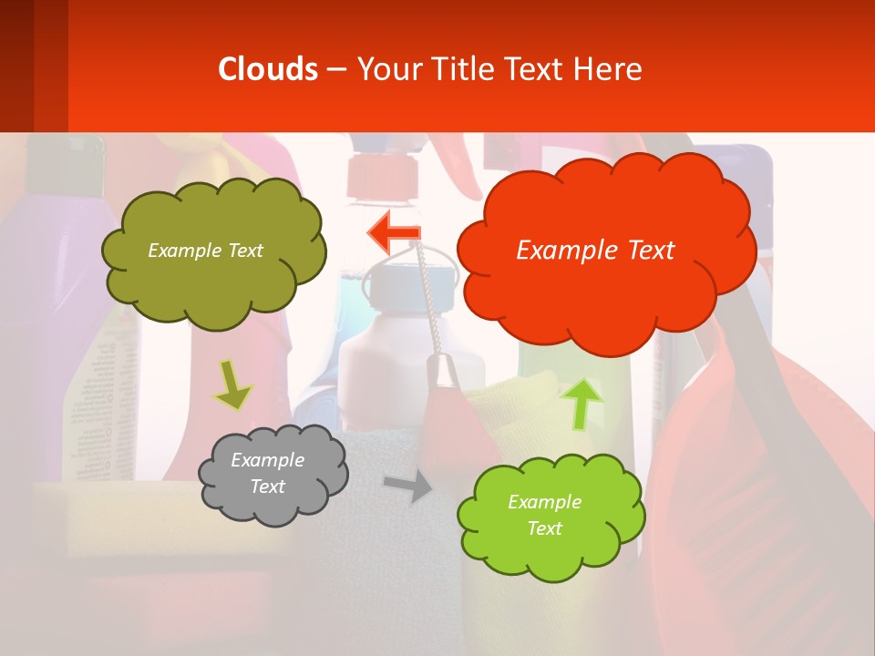 A Group Of Cleaning Supplies With A White Background PowerPoint Template