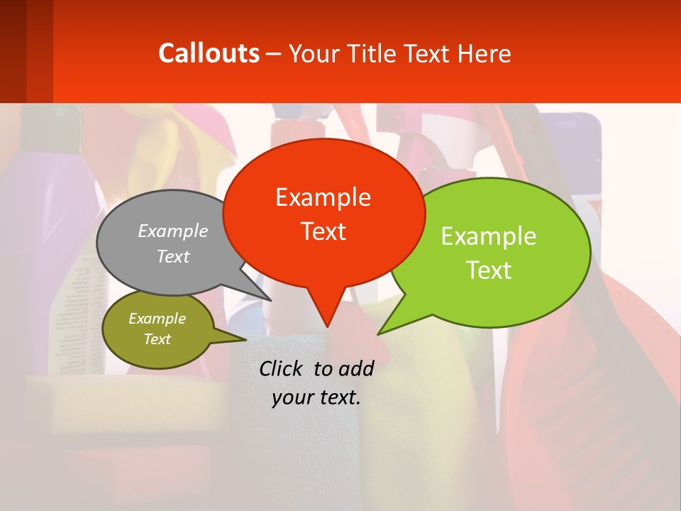 A Group Of Cleaning Supplies With A White Background PowerPoint Template