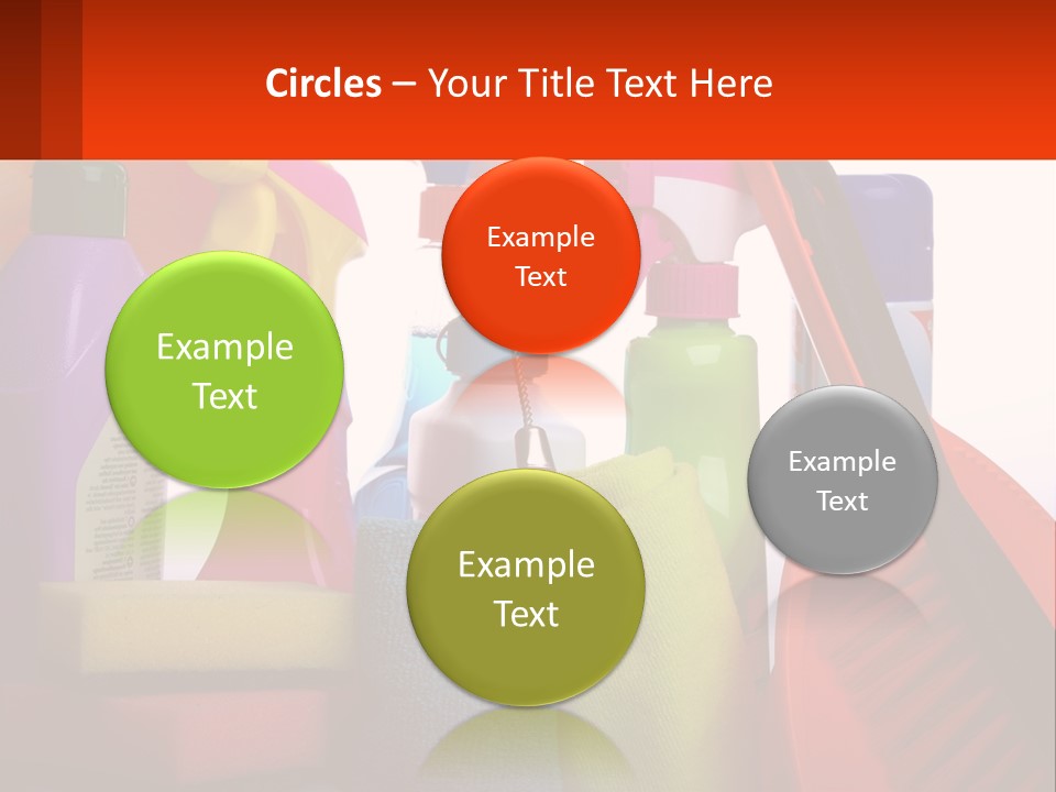 A Group Of Cleaning Supplies With A White Background PowerPoint Template