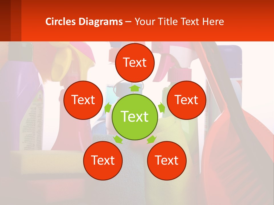 A Group Of Cleaning Supplies With A White Background PowerPoint Template