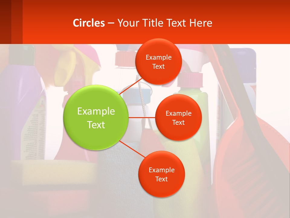 A Group Of Cleaning Supplies With A White Background PowerPoint Template