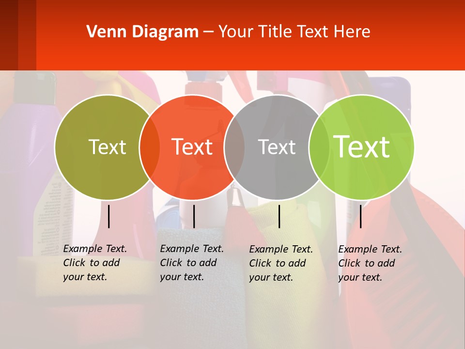 A Group Of Cleaning Supplies With A White Background PowerPoint Template