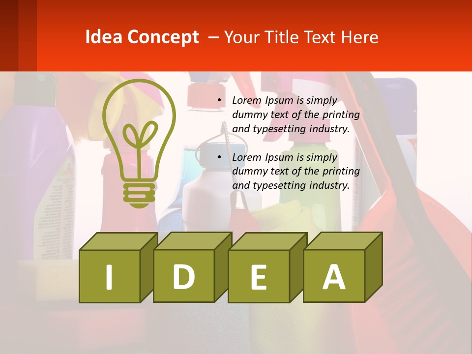 A Group Of Cleaning Supplies With A White Background PowerPoint Template