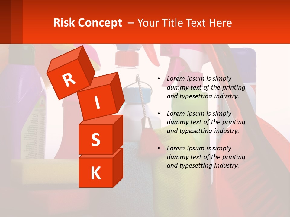 A Group Of Cleaning Supplies With A White Background PowerPoint Template