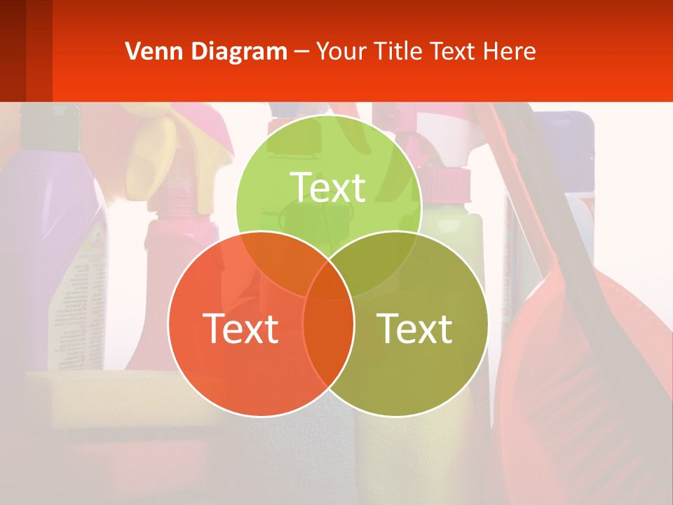 A Group Of Cleaning Supplies With A White Background PowerPoint Template