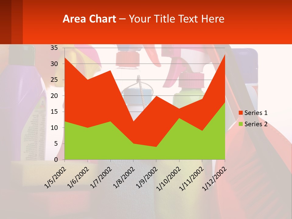 A Group Of Cleaning Supplies With A White Background PowerPoint Template