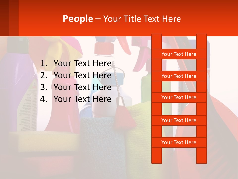 A Group Of Cleaning Supplies With A White Background PowerPoint Template