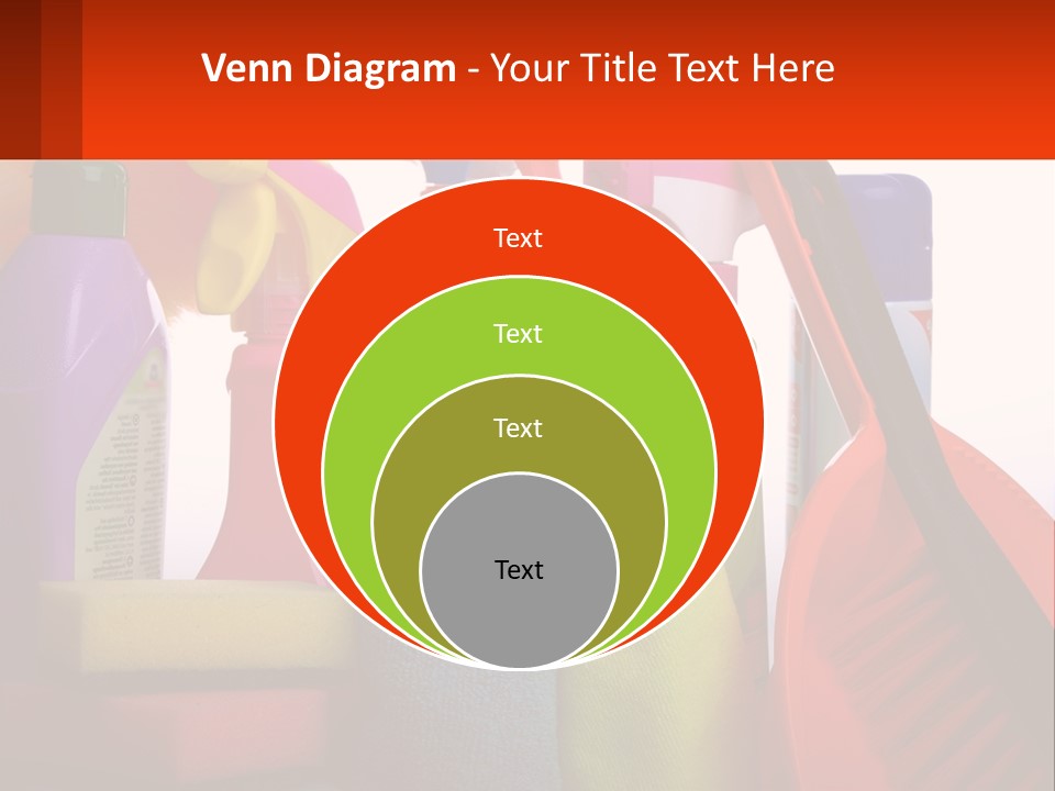 A Group Of Cleaning Supplies With A White Background PowerPoint Template