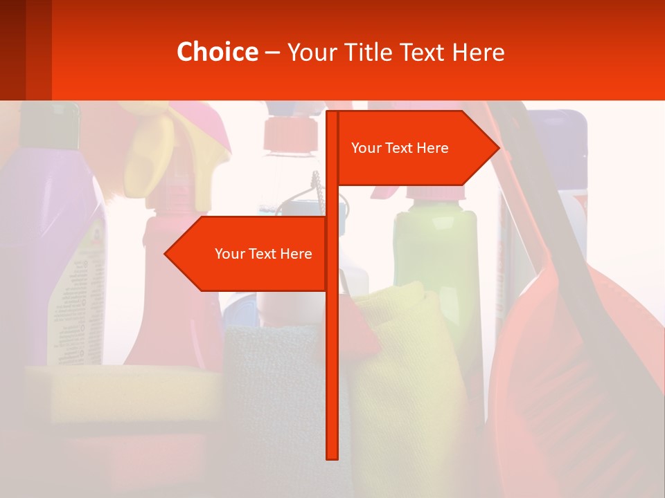 A Group Of Cleaning Supplies With A White Background PowerPoint Template