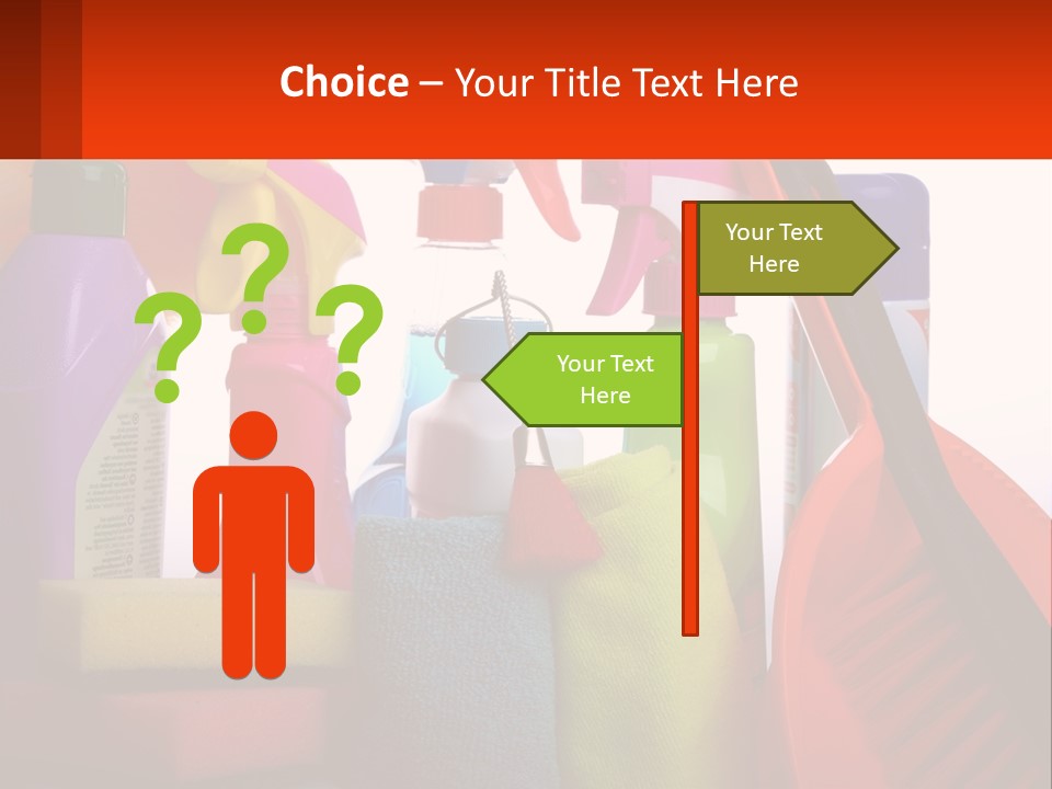 A Group Of Cleaning Supplies With A White Background PowerPoint Template