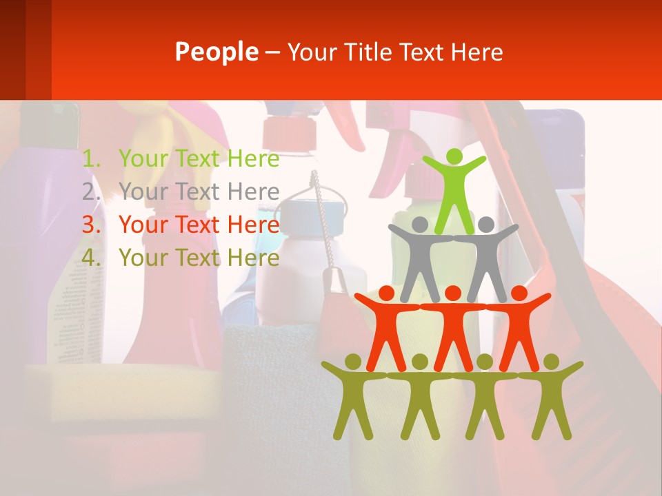 A Group Of Cleaning Supplies With A White Background PowerPoint Template