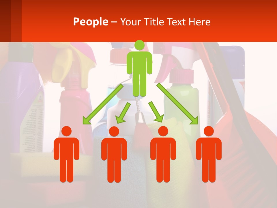 A Group Of Cleaning Supplies With A White Background PowerPoint Template