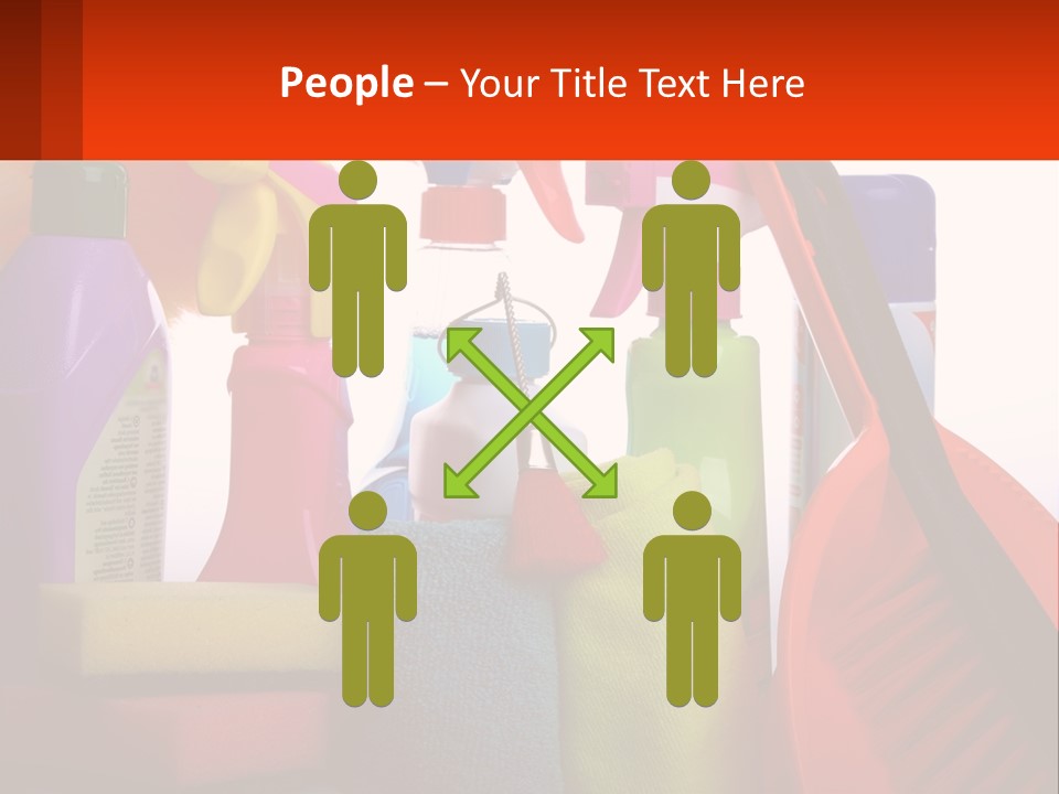 A Group Of Cleaning Supplies With A White Background PowerPoint Template