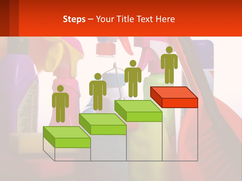 A Group Of Cleaning Supplies With A White Background PowerPoint Template