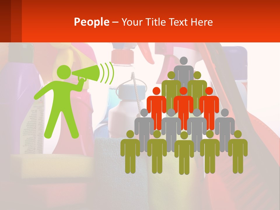 A Group Of Cleaning Supplies With A White Background PowerPoint Template