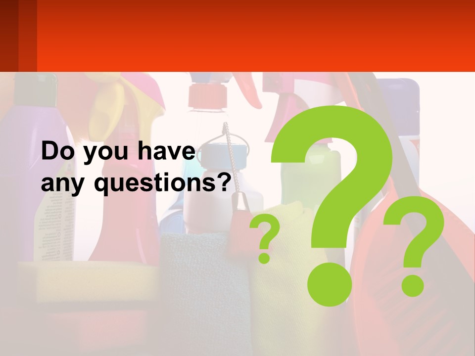 A Group Of Cleaning Supplies With A White Background PowerPoint Template