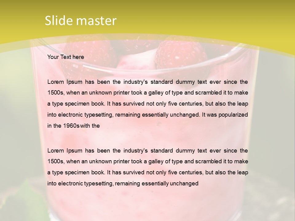 A Glass Of Raspberry Yogurt On A Wooden Table PowerPoint Template