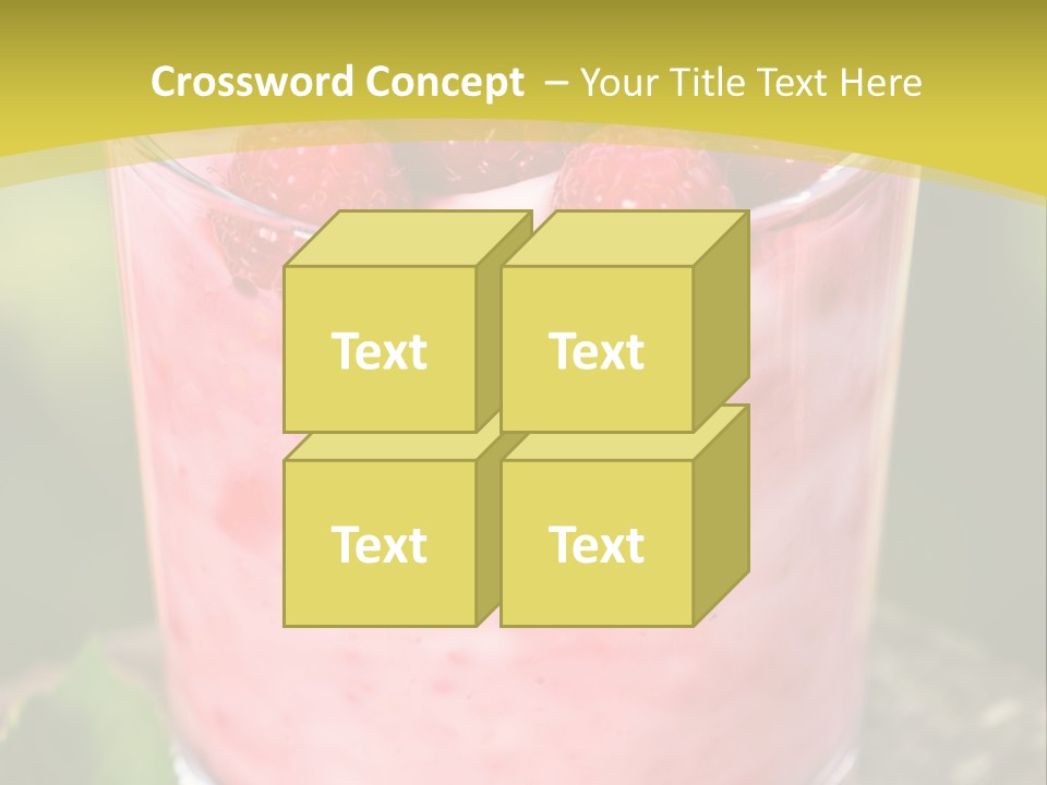 A Glass Of Raspberry Yogurt On A Wooden Table PowerPoint Template