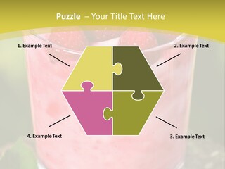 A Glass Of Raspberry Yogurt On A Wooden Table PowerPoint Template