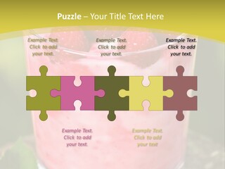 A Glass Of Raspberry Yogurt On A Wooden Table PowerPoint Template